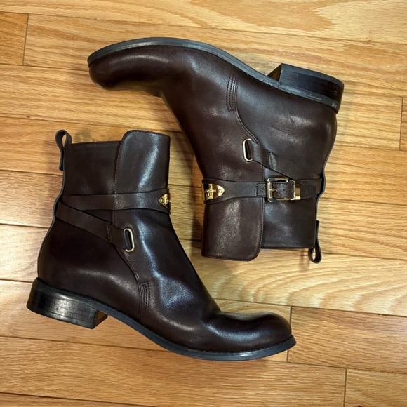 Michael Kors Dark Brown Ankle Booties, with gold hardware, size 7 - Picture 6 of 15